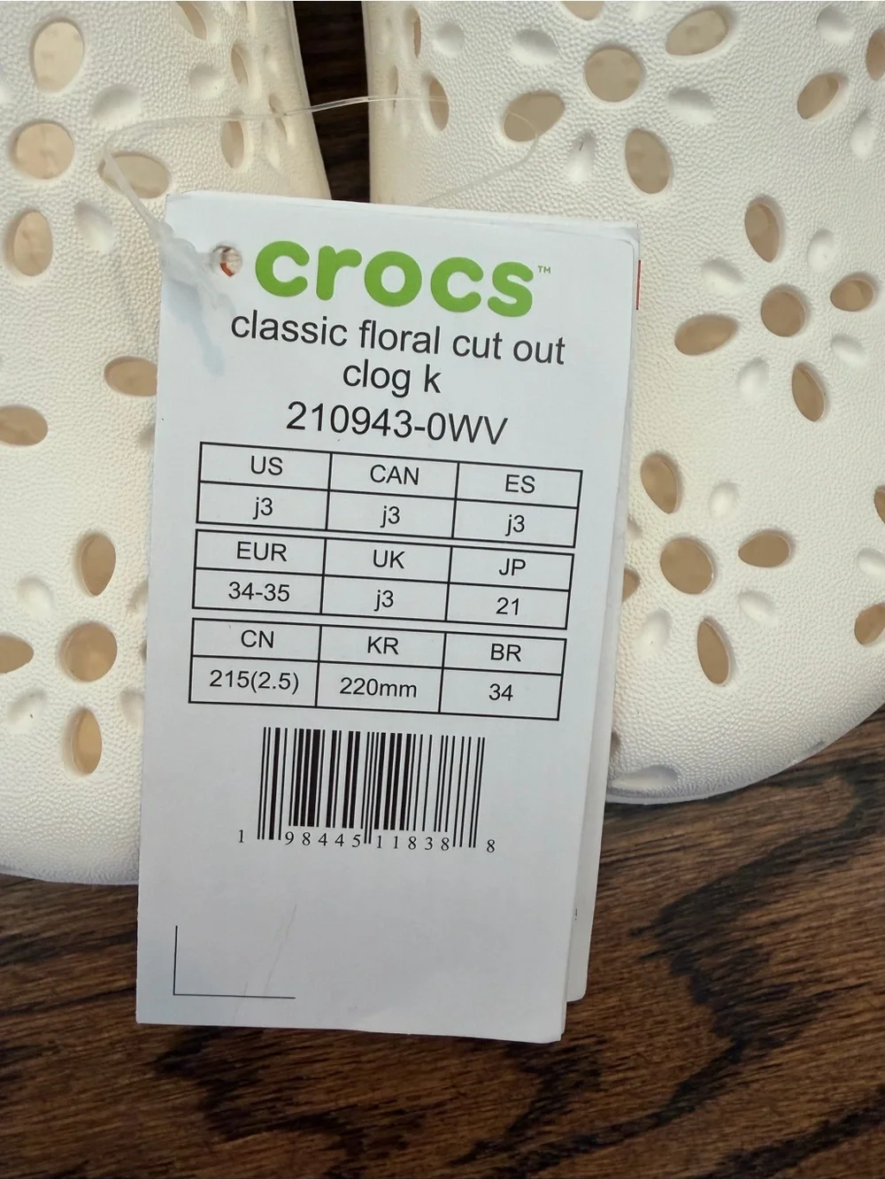 CROCS Kids Classic Floral Cut-Out Clog - White